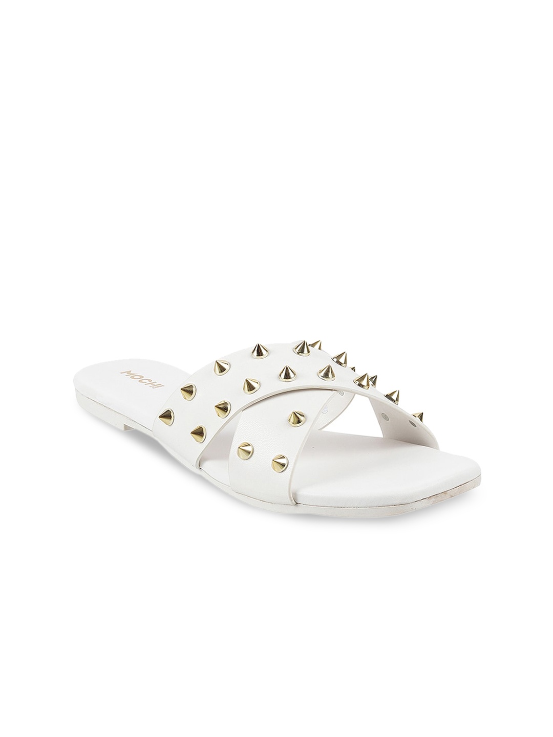 

Mochi Women White Embellished Open Toe Flats