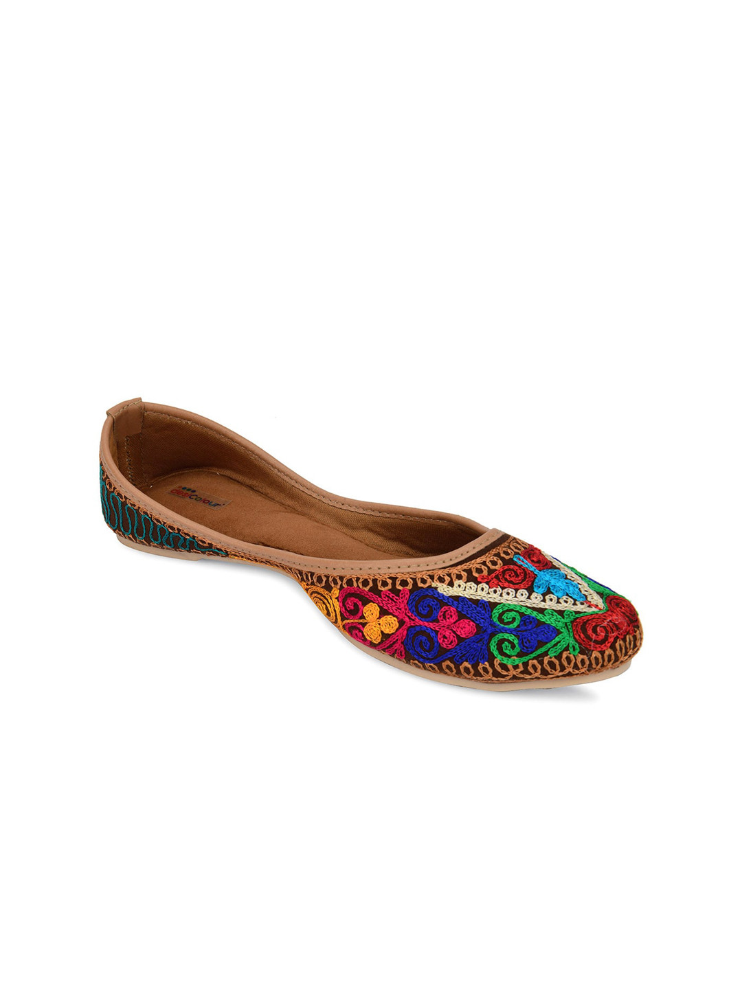 

DESI COLOUR Women Multicoloured Hand Embroidered Ethnic Mojaris, Multi