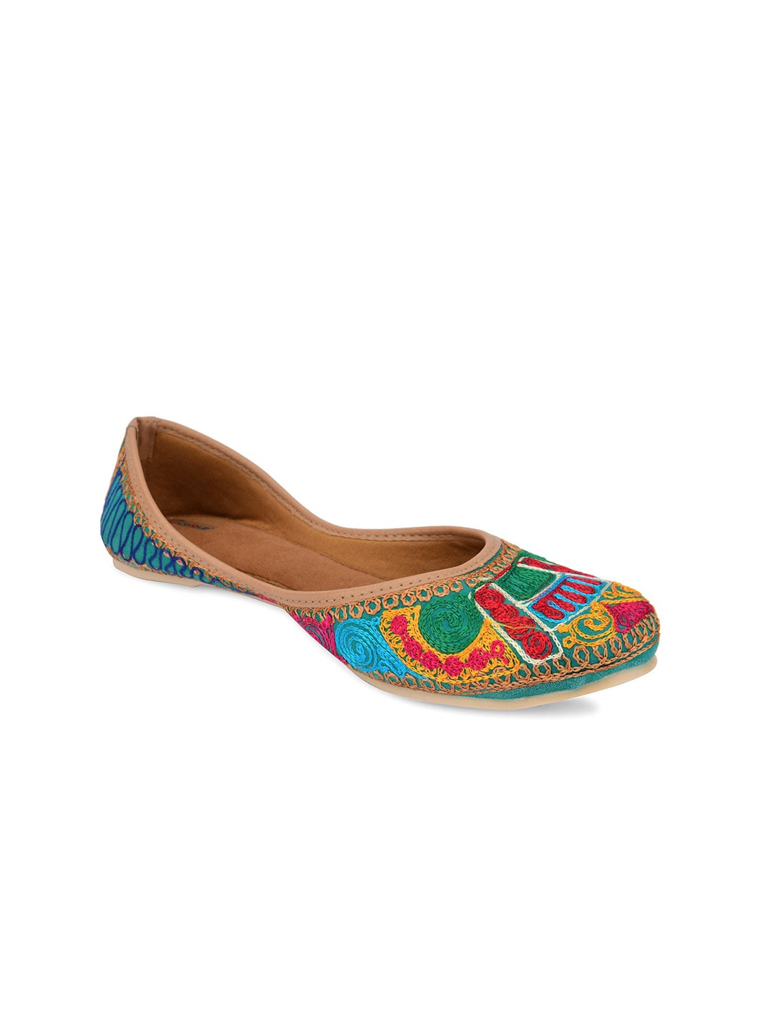 

DESI COLOUR Women Multicoloured Embellished Ethnic Mojaris Flats, Multi