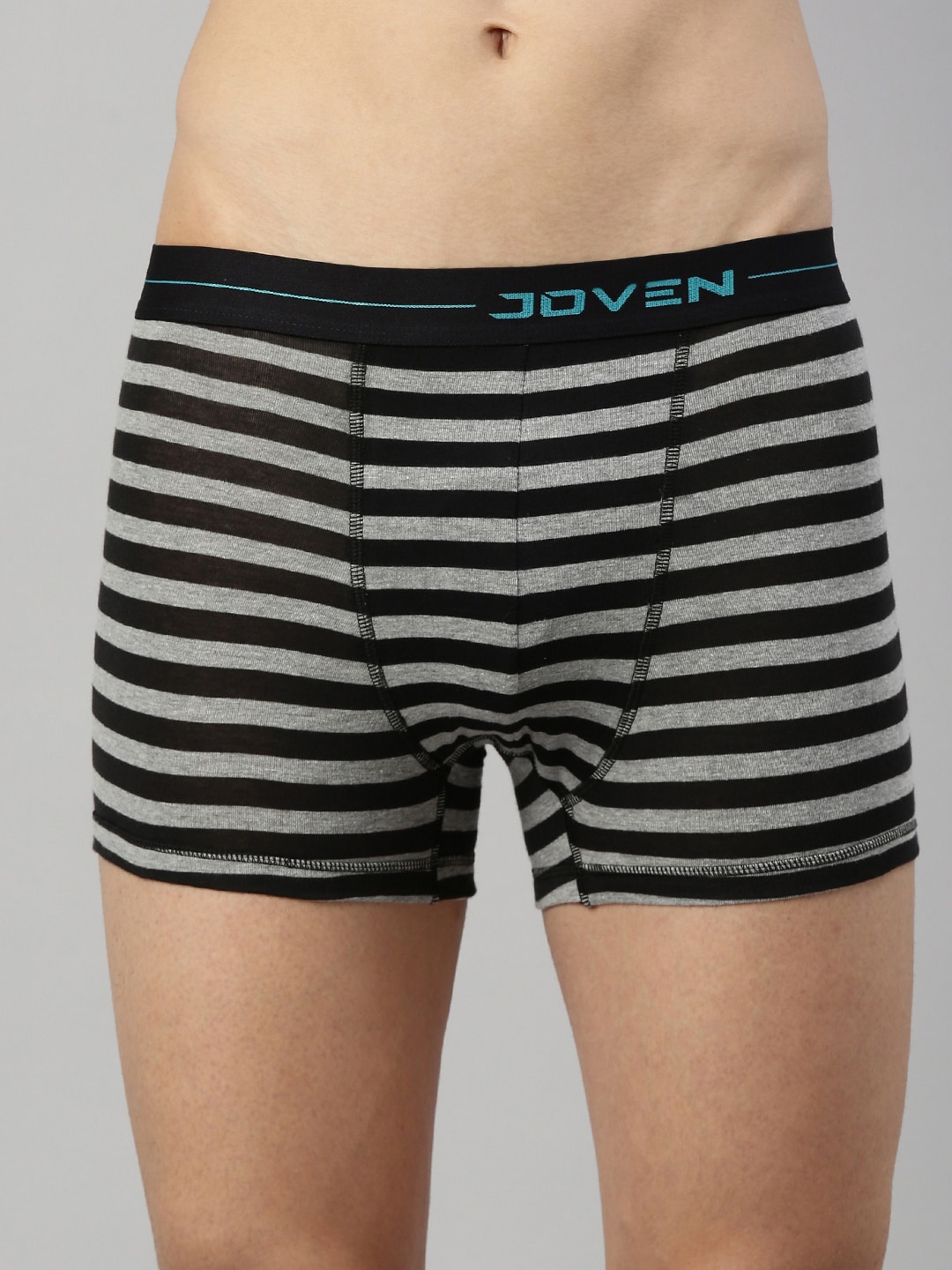 

Joven Men Black & Grey Striped Cotton Trunks TYD04