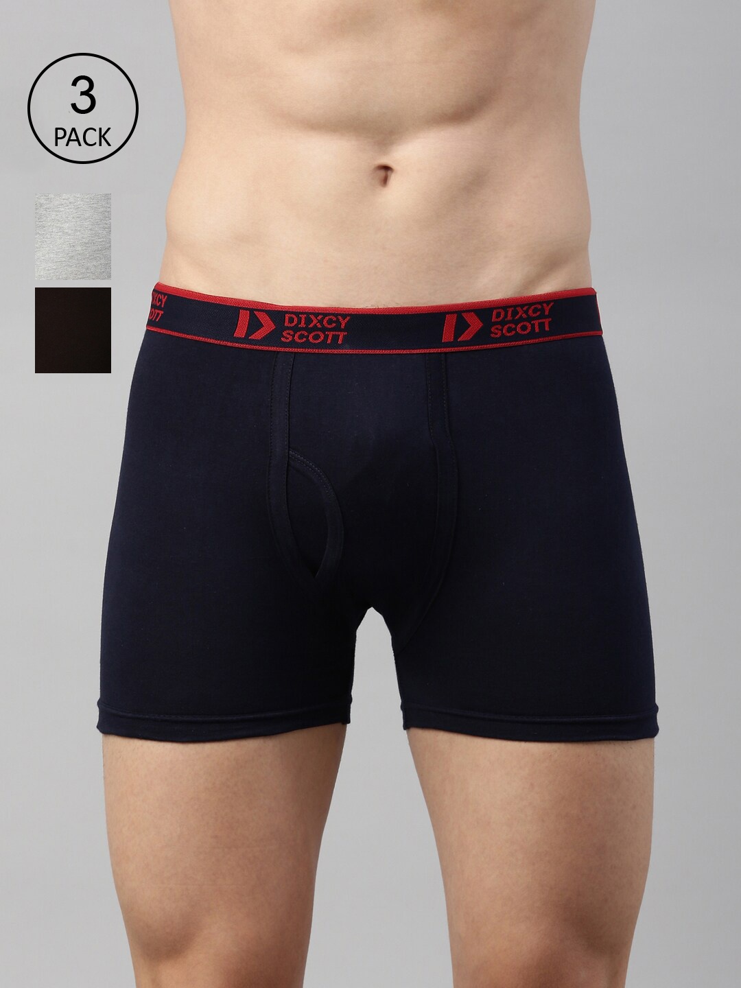 

DIXCY SCOTT Men Pack Of 3 Solid Cotton Trunk DSO-CROSS TRUNK-P3, Navy blue