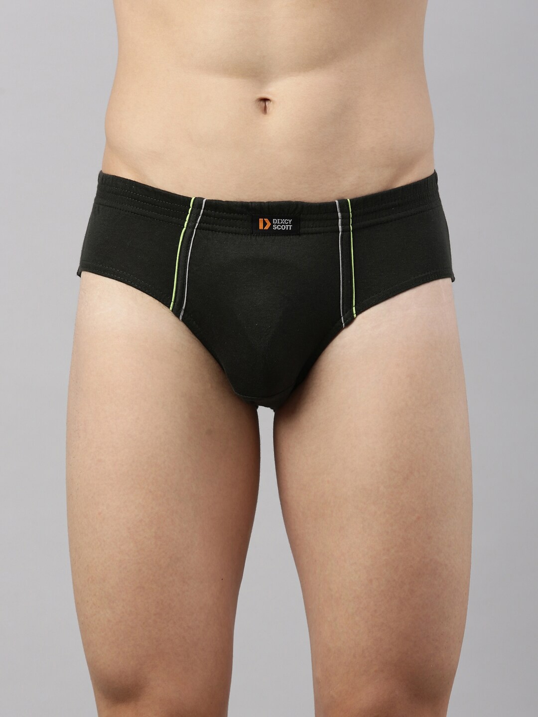 

DIXCY SCOTT Men Olive-Green Solid Pure Cotton Basic Briefs