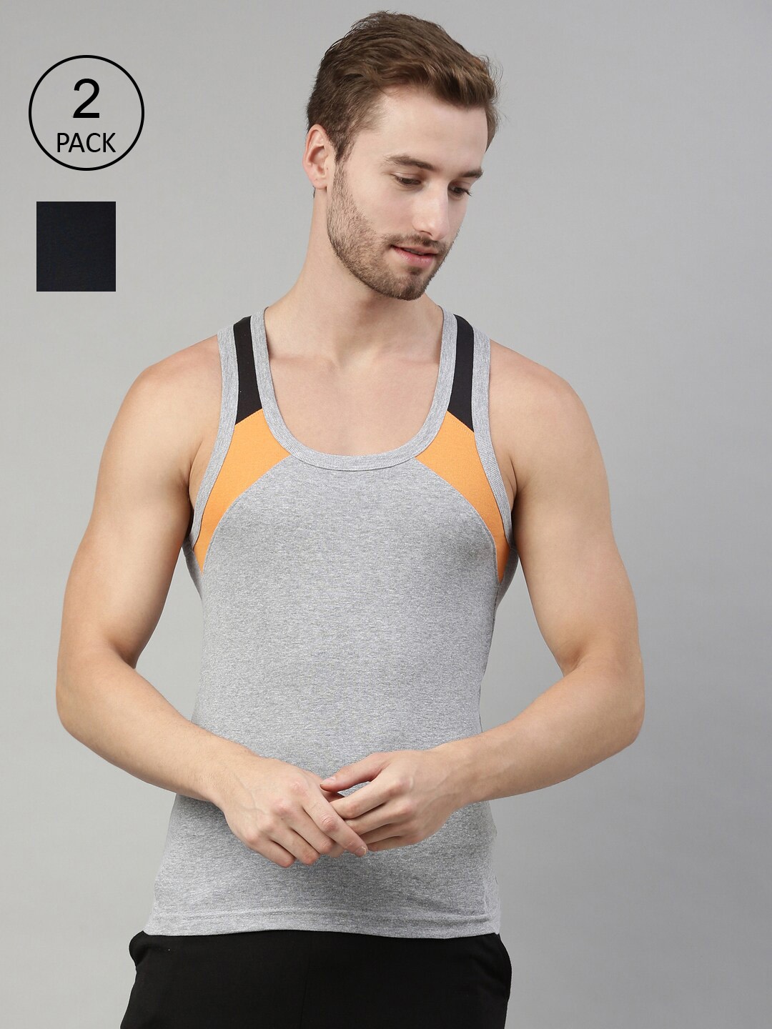 

DIXCY SCOTT Men Pack of 2 Regular Vest, Navy blue