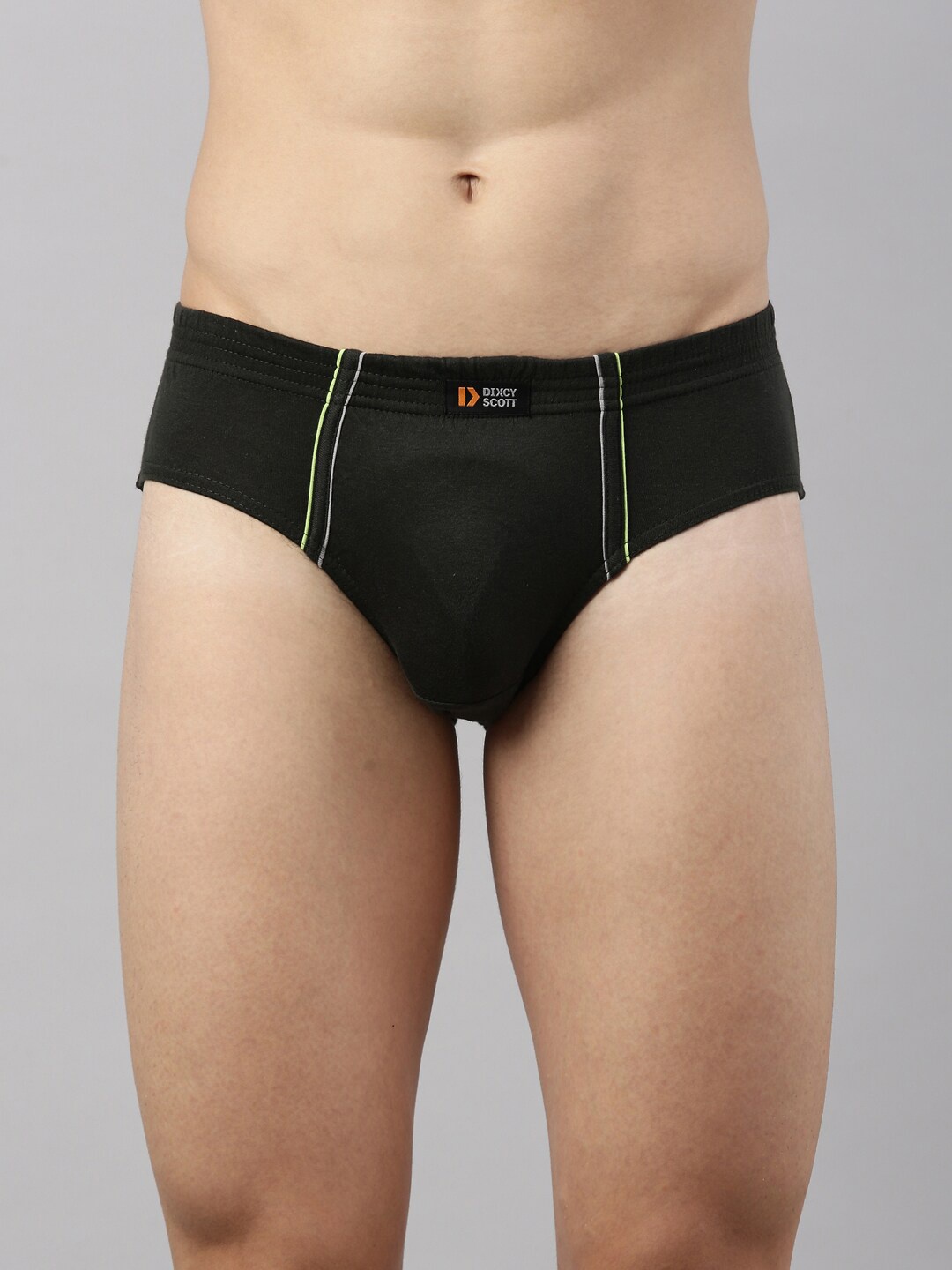 

DIXCY SCOTT Men Olive-Green Solid Pure Cotton Basic Briefs