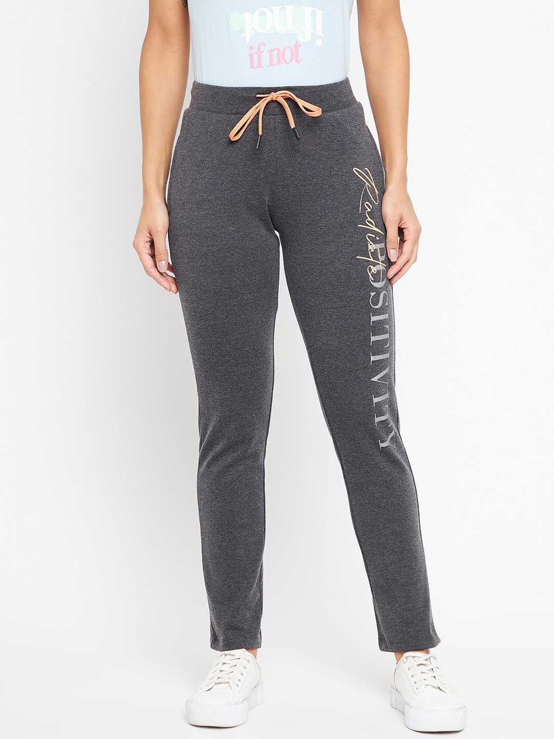 

Madame Women Charcoal-Grey Regular Fit Solid Track Pant