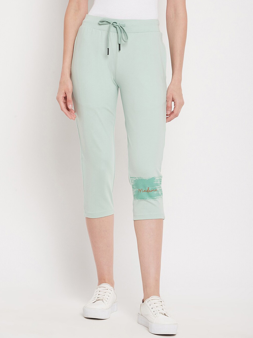 

Madame Women Green Solid Three-Fourth Length Track Pants