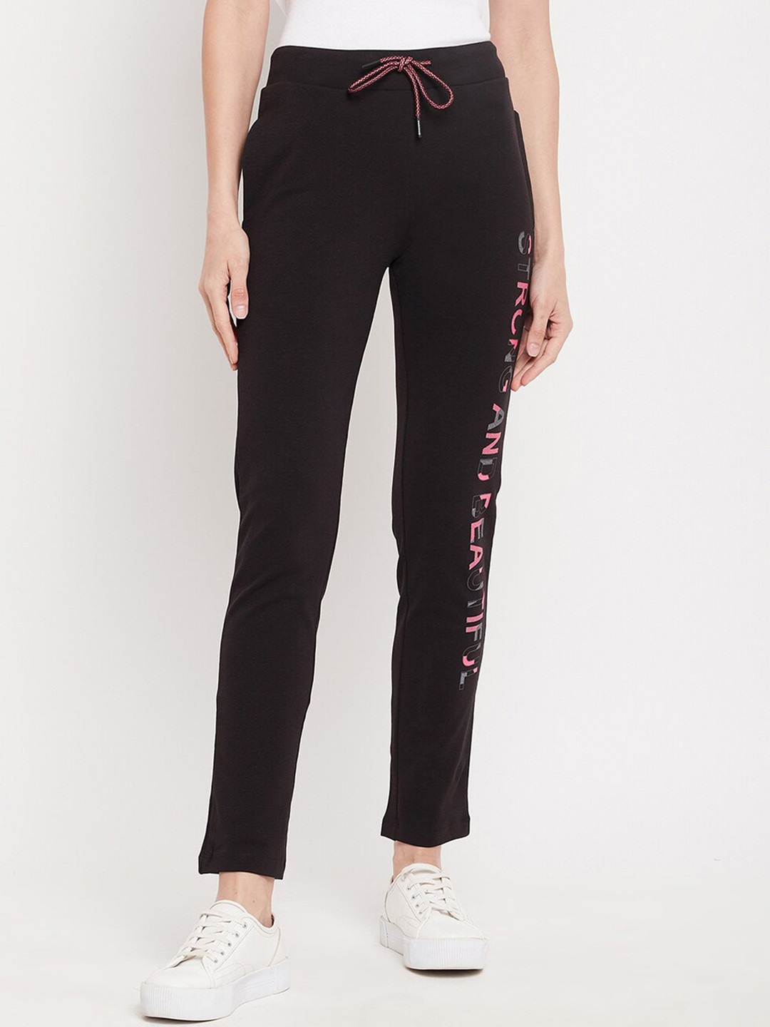 

Madame Women Black Solid Track Pants