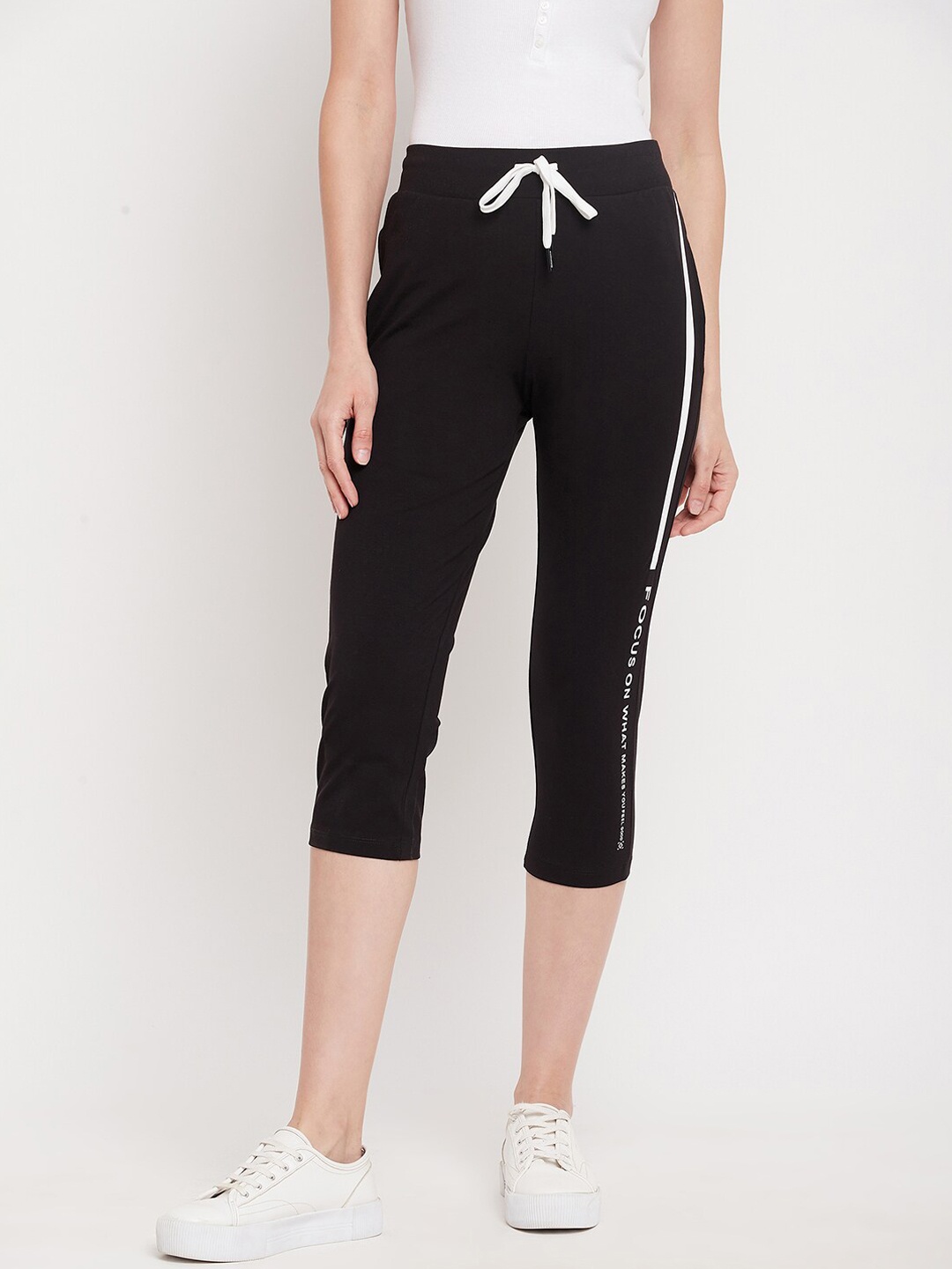 

Madame Women Black Solid Cotton Track Pants