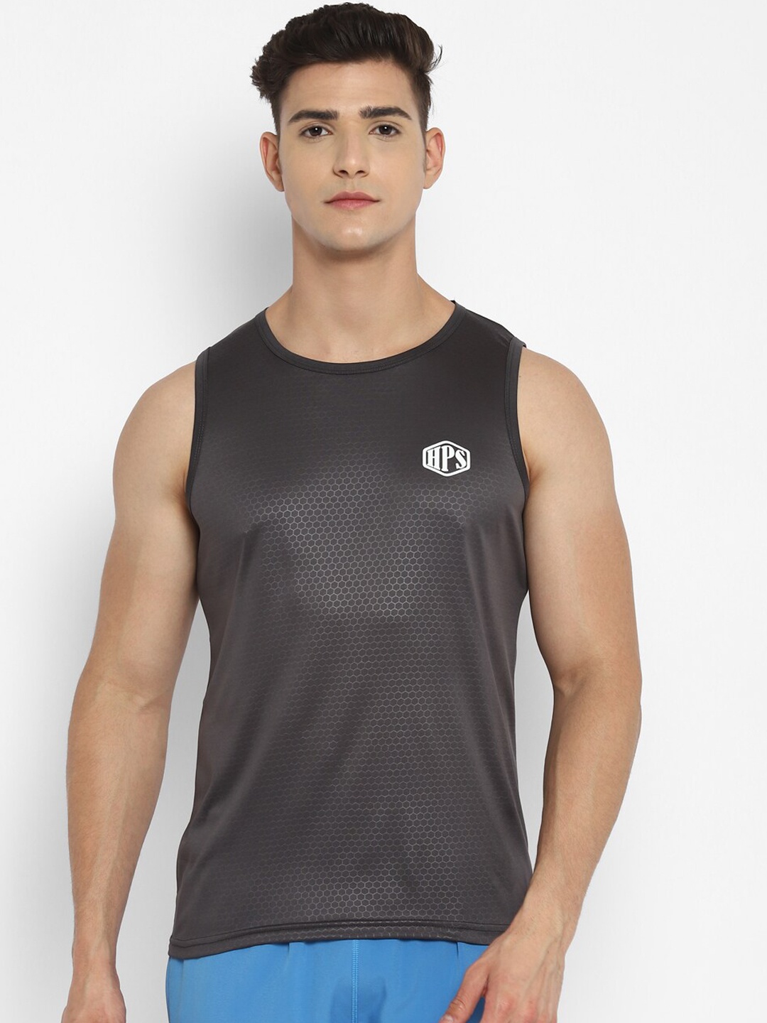 

HPS Sports Men Grey Solid Innerwear Vests