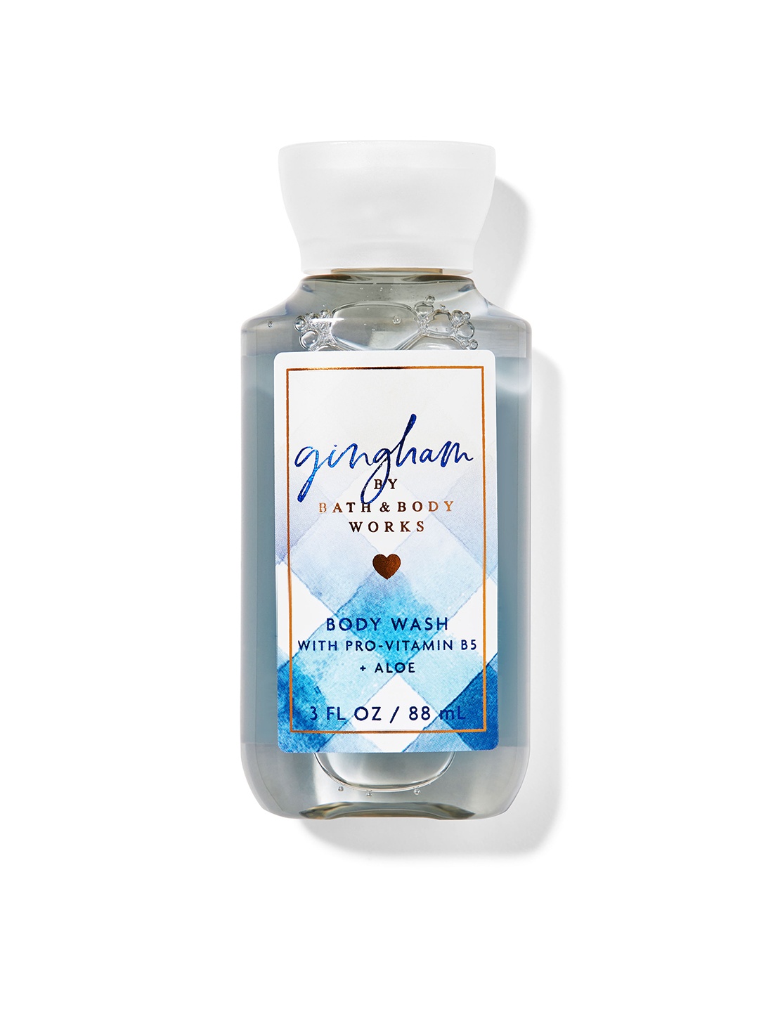 

Bath & Body Works Gingham Travel Size Shower Gel with Shea & Vitamin E 88 ml, Blue