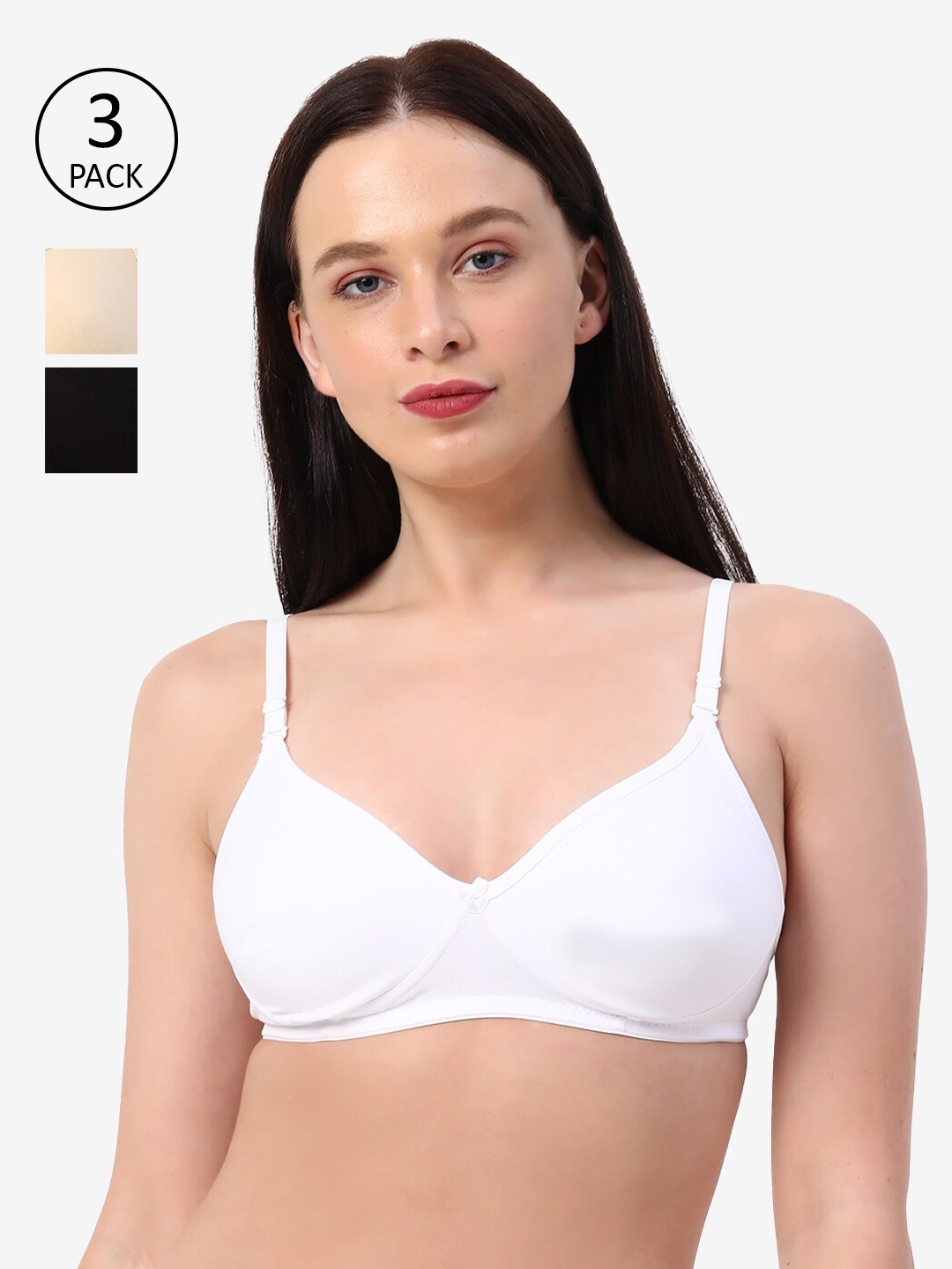 

Planetinner Pack of 3 Non Padded Non Wired Everyday Wear Moulded T-Shirt Bra TB10-C3, White