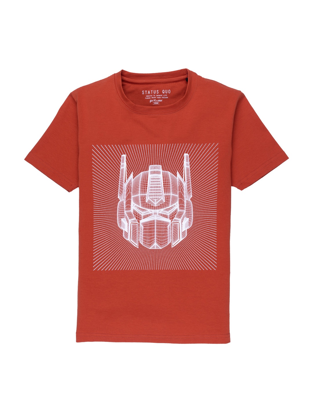 

Status Quo Boys Brown Printed Cotton T-shirt