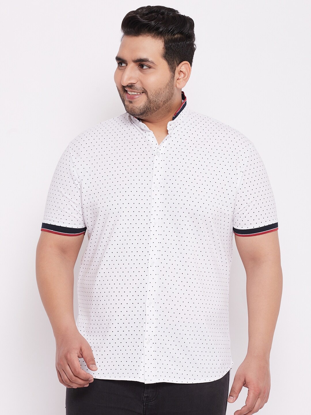 

WILD WEST Plus Men White Comfort Printed Plus Size Casual Shirt