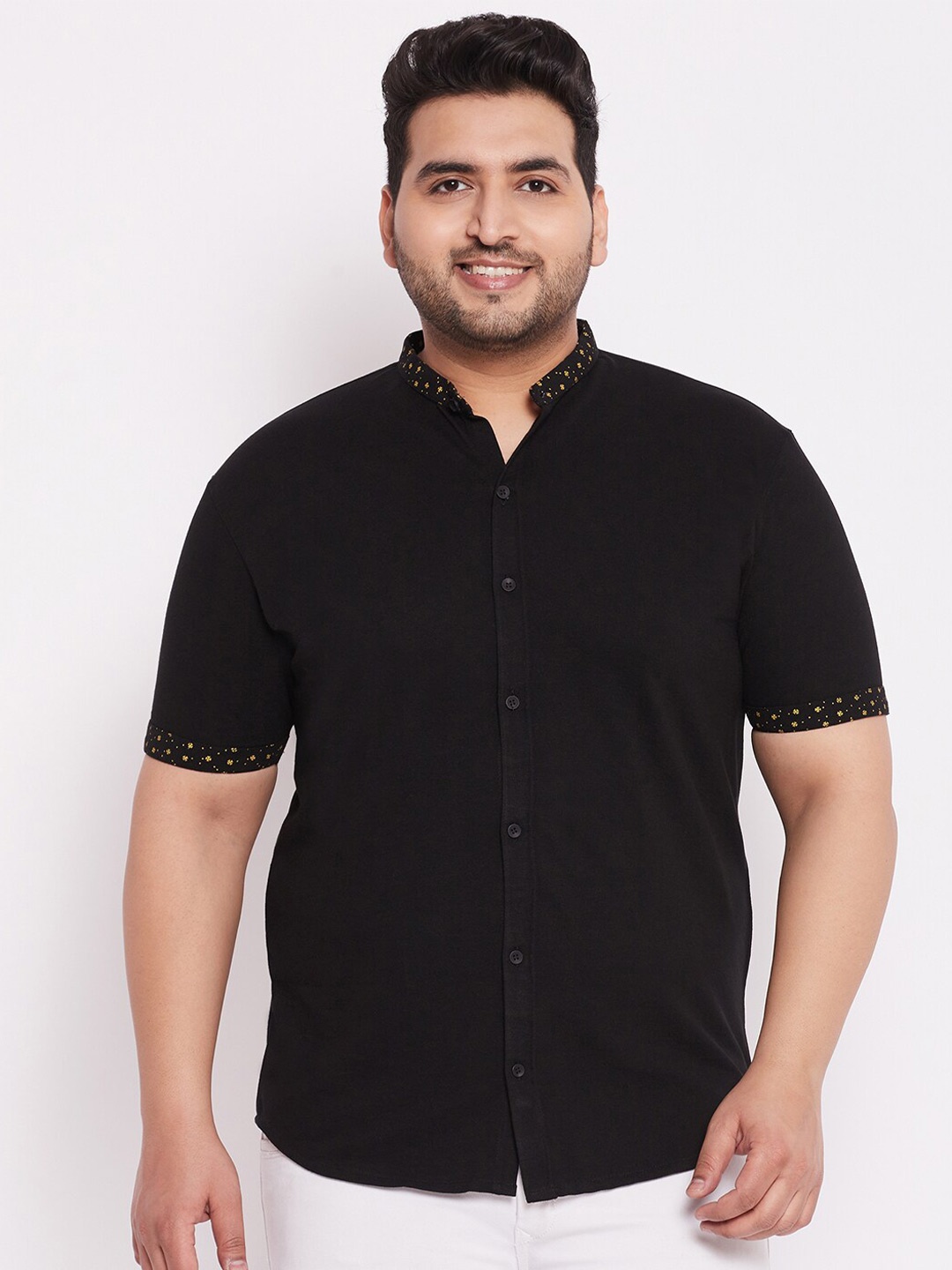 

WILD WEST Plus Men Plus Size Black Solid Comfort Casual Shirt