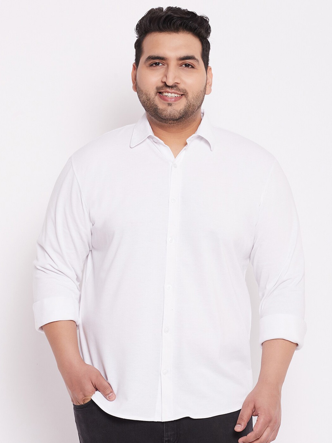 

WILD WEST Plus Men White Plus Size Comfort Casual Shirt