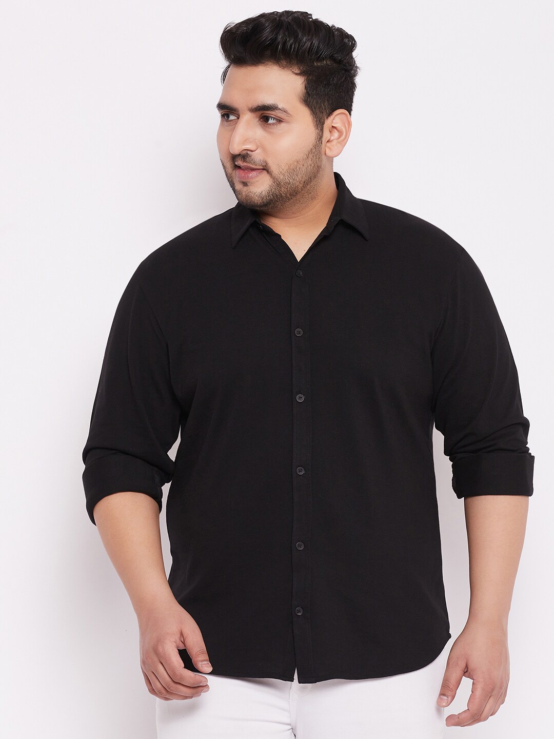 

WILD WEST Plus Men Black Comfort Cotton Casual Shirt