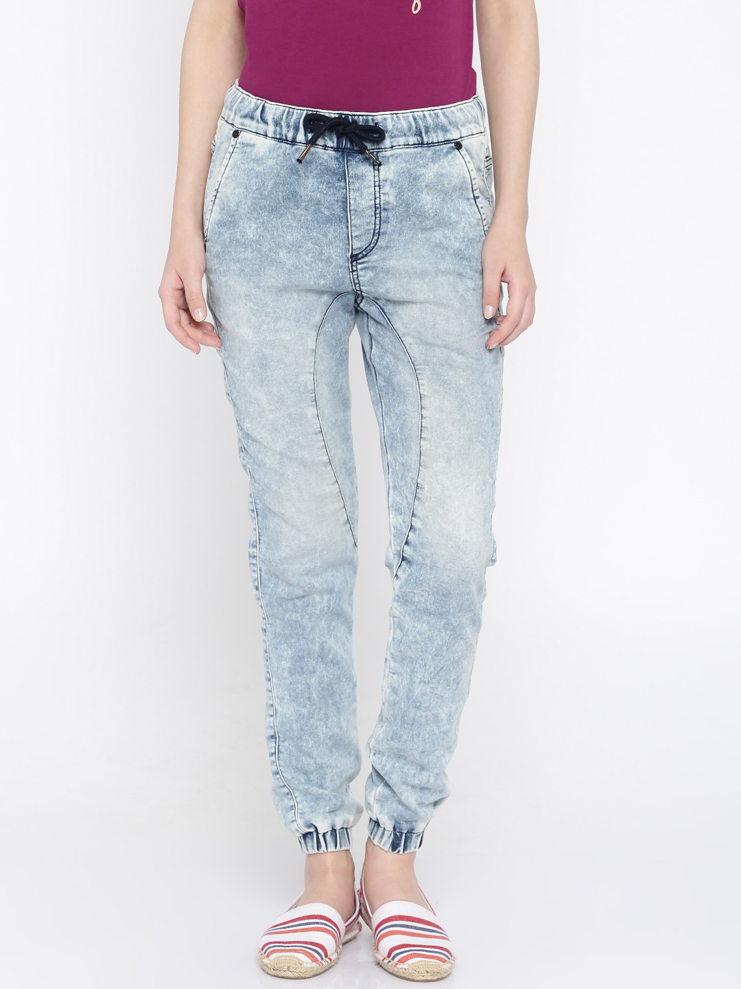 

Pepe Jeans Women Blue Slim Fit Mid Rise Clean Look Jogger Stretchable Jeans