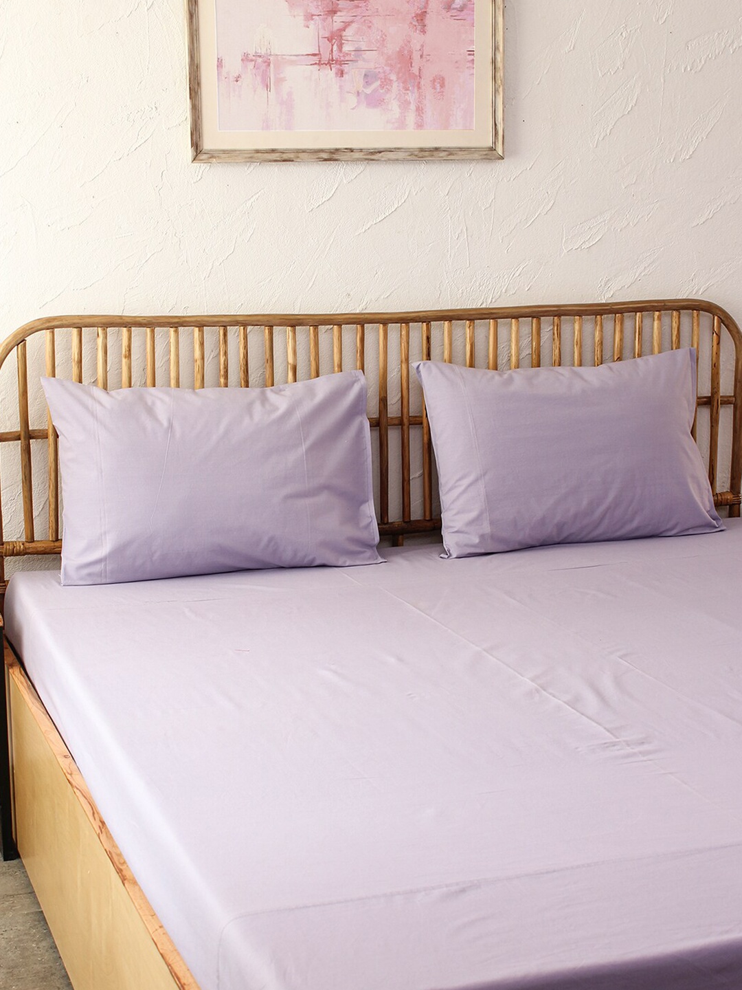 

House This Purple 180 TC Cotton Queen Bedsheet with 2 Pillow Covers