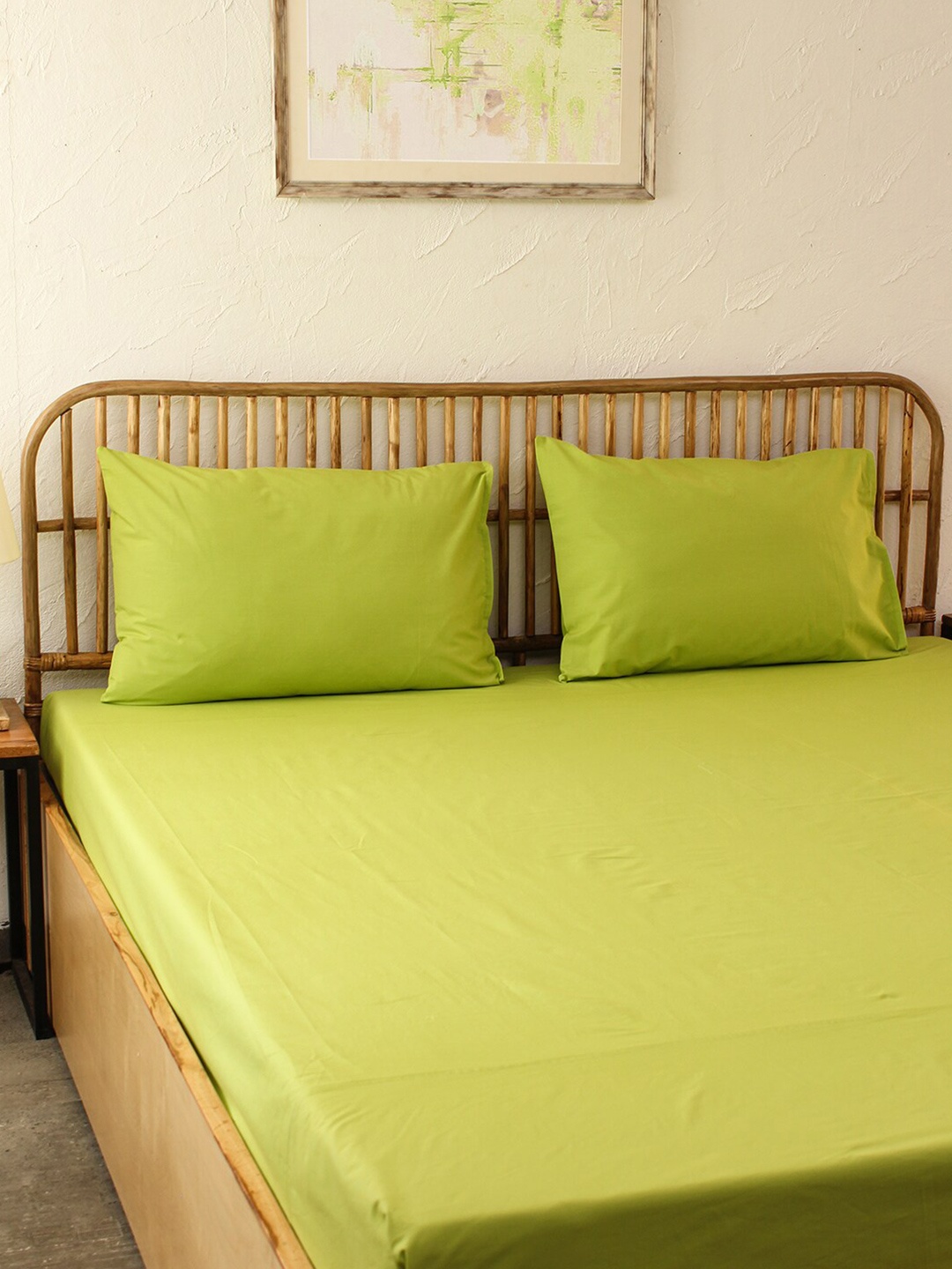 

House This Green 180 TC Cotton Single Bedsheet with 1 Pillow Cover