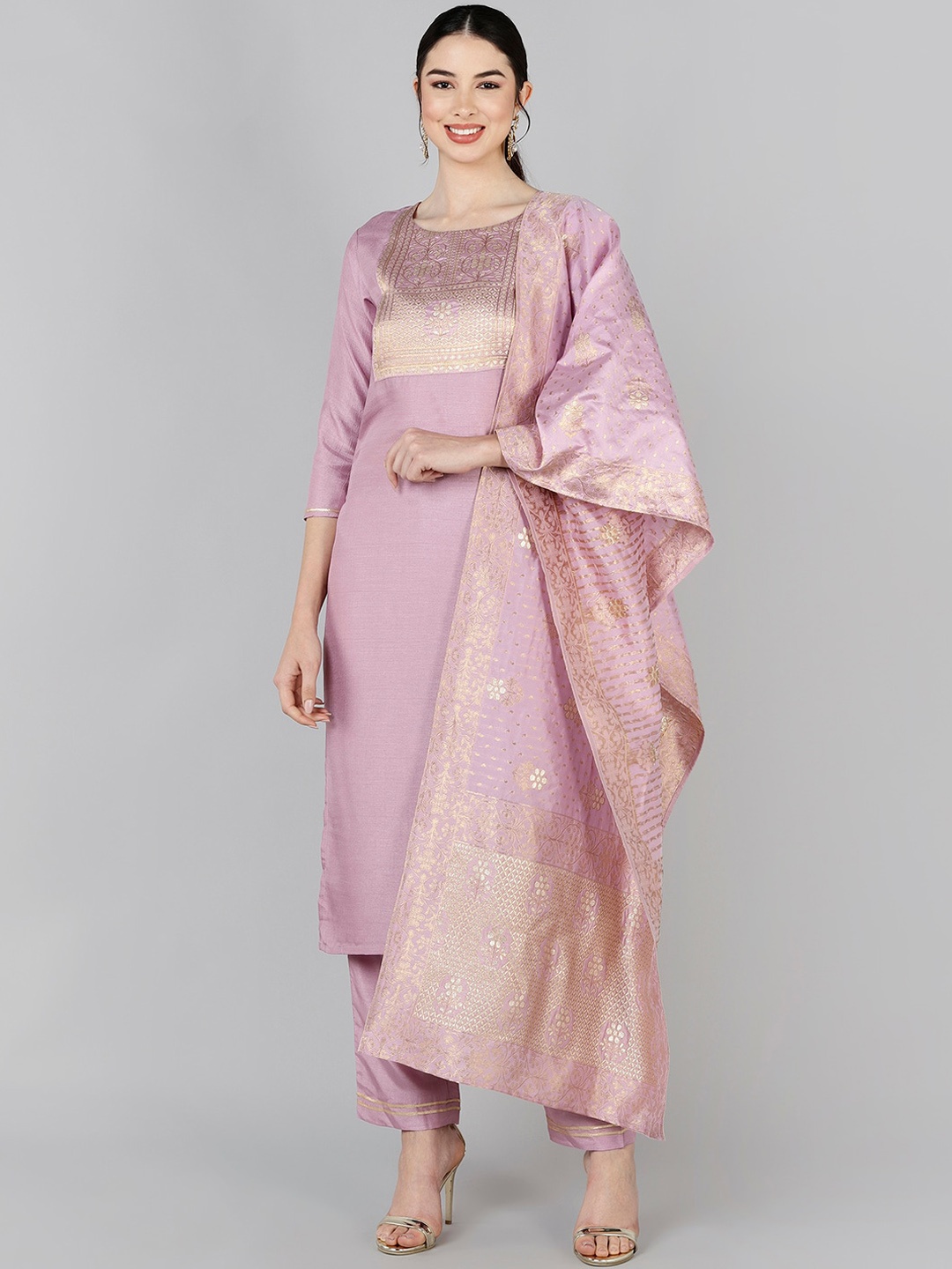 

AHIKA Women Lavender Kurta with Trousers & With Dupatta