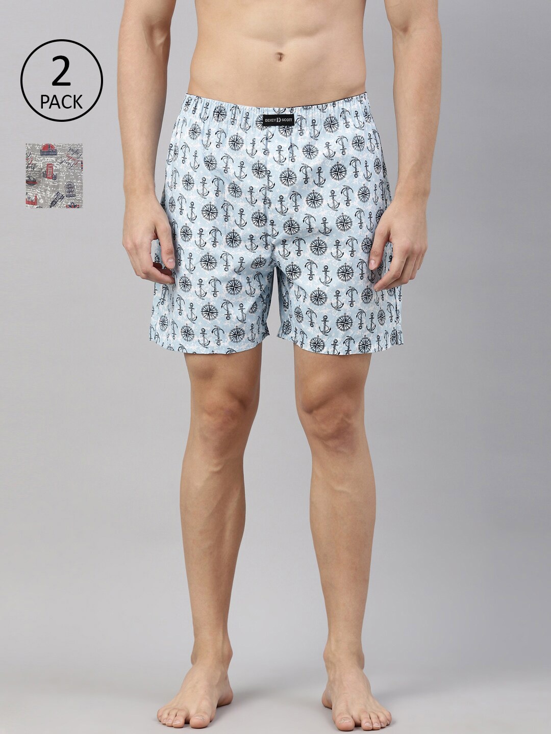 

DIXCY SCOTT MAXIMUS Men Assorted Pack of 2 Checked Pure Cotton Boxers MAXBO-007