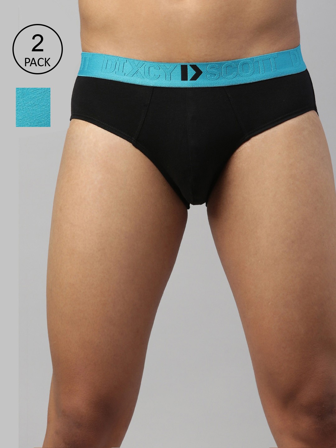 

Dixcy Scott Men's Pack of 2 Solid 100% Cotton Anti-Microbial Finish Brief, Blue
