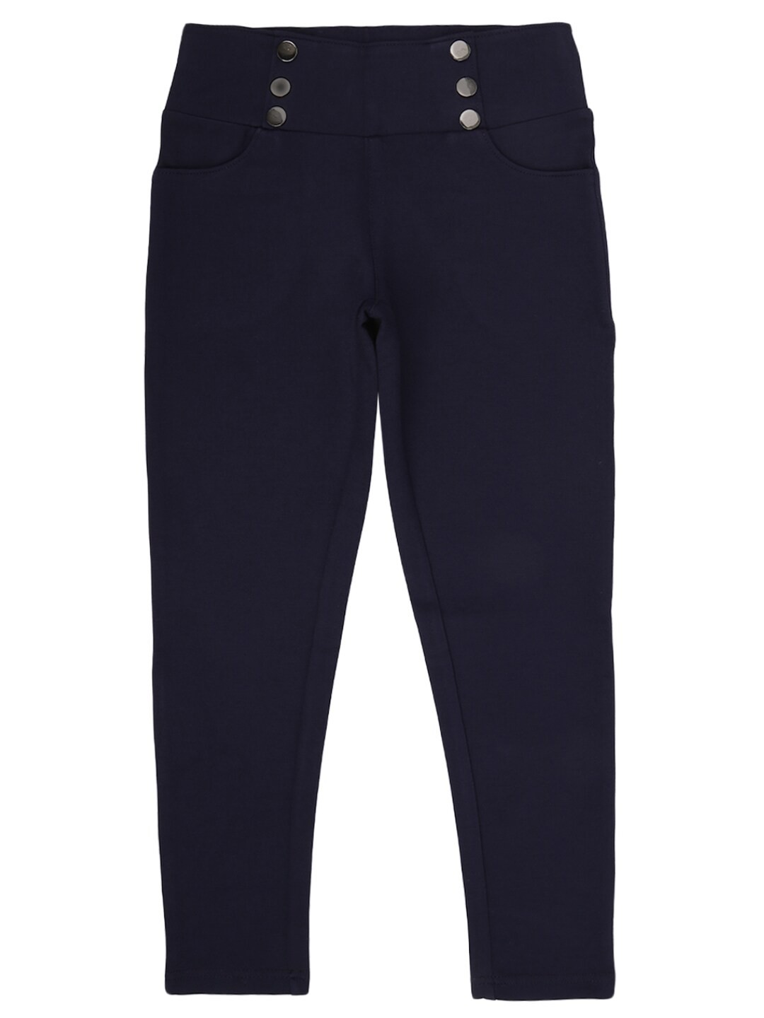 

V-Mart Girls Navy Blue Regular Fit Solid Cotton Jeggings