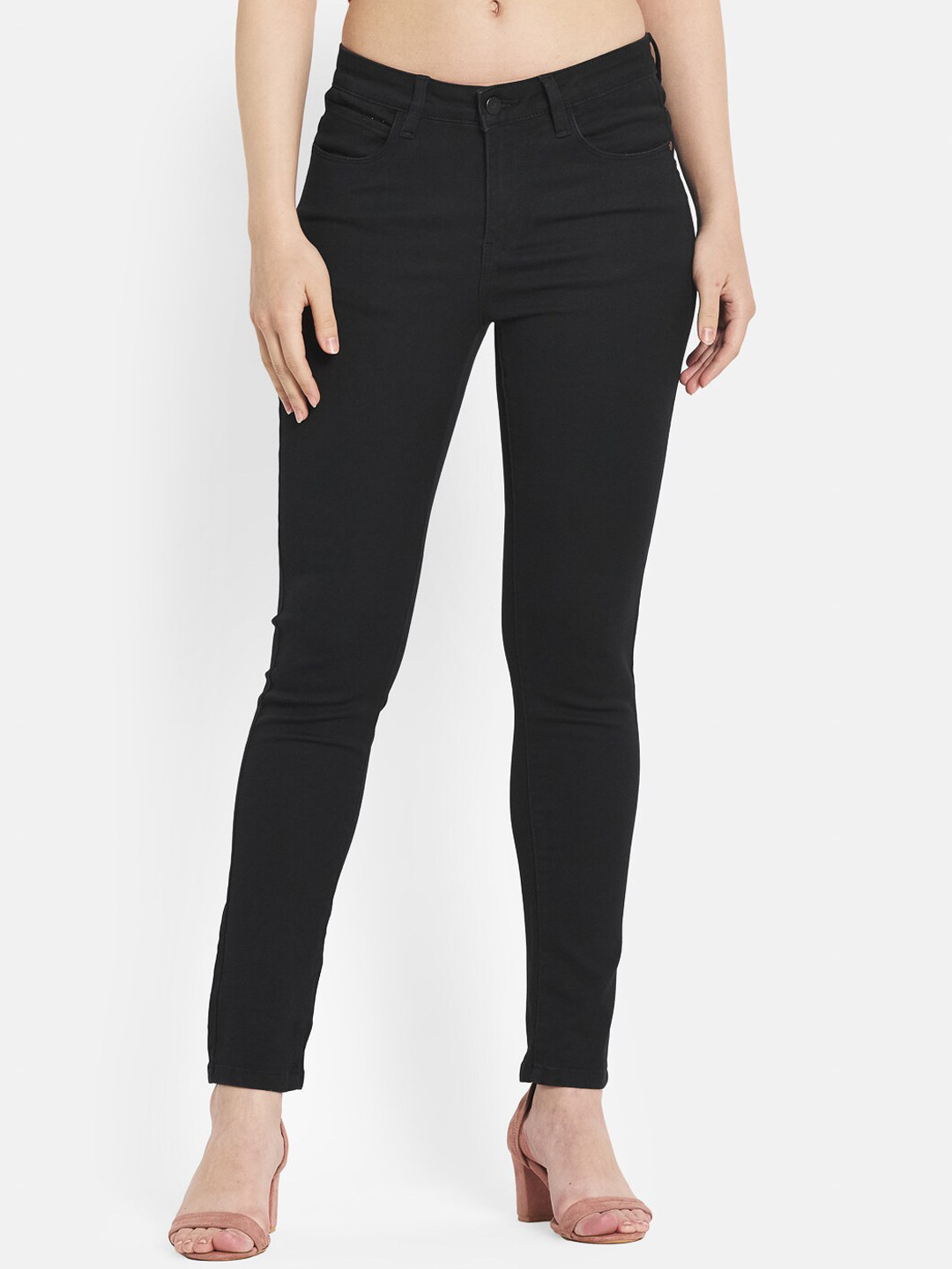 

METTLE Women Black Stretchable Jeans