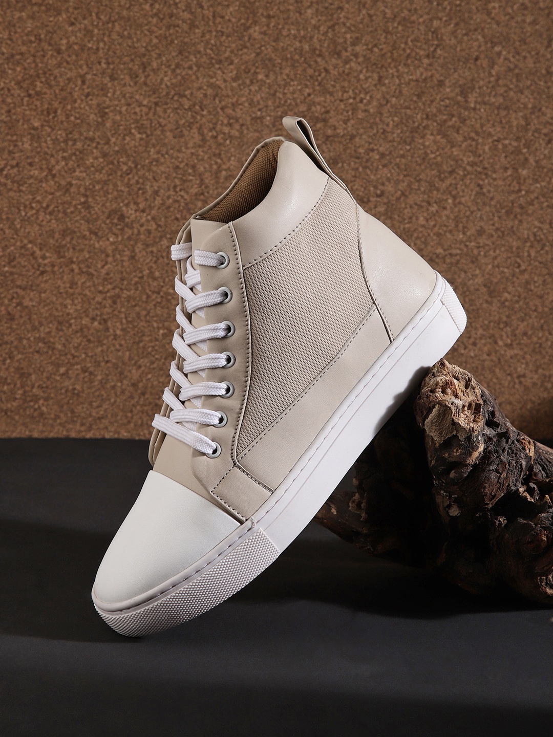 

Roadster Women Beige Solid Mid-Top Sneakers