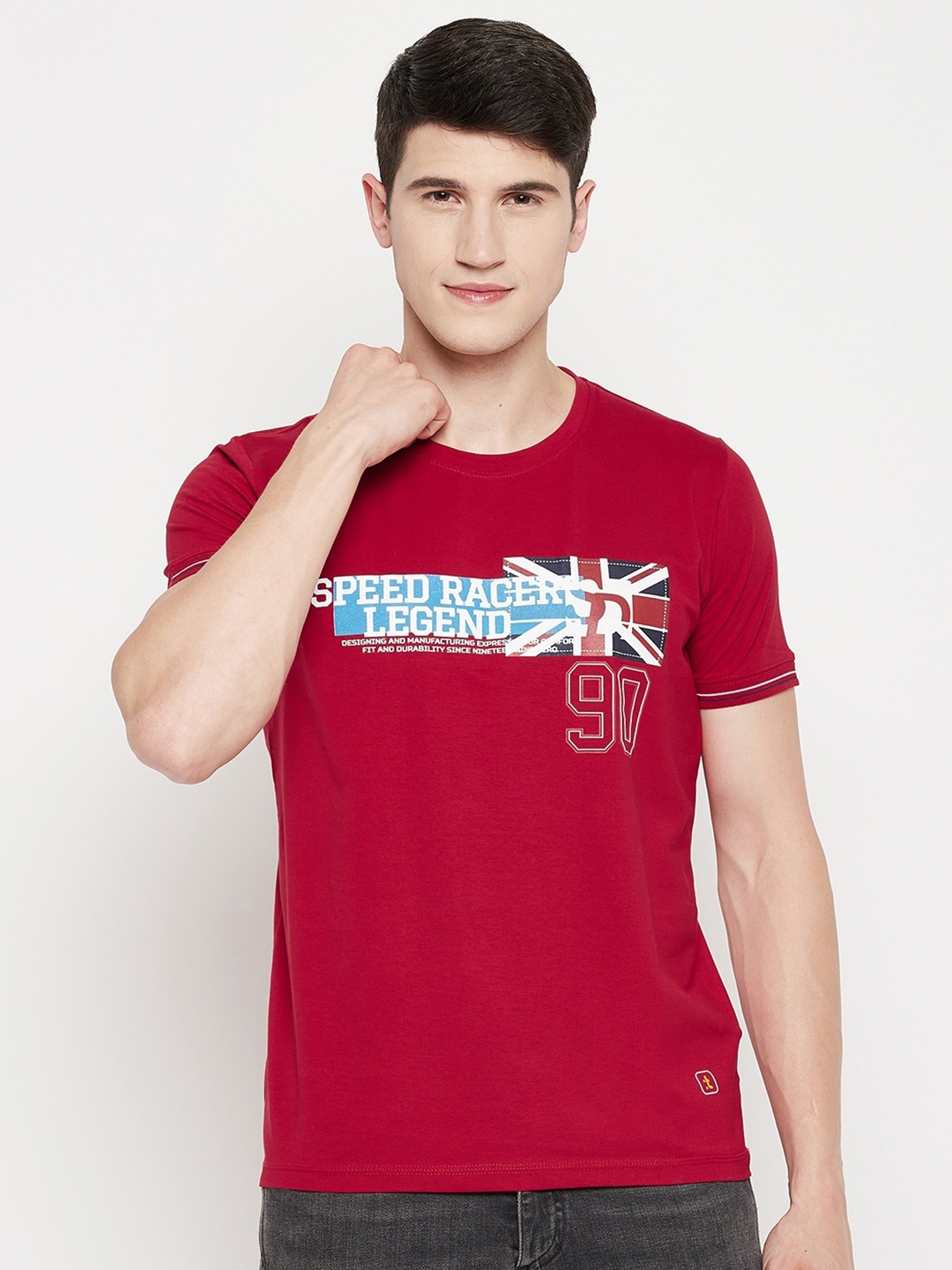 

Duke Men Red Typography Printed Slim Fit Cotton T-shirt