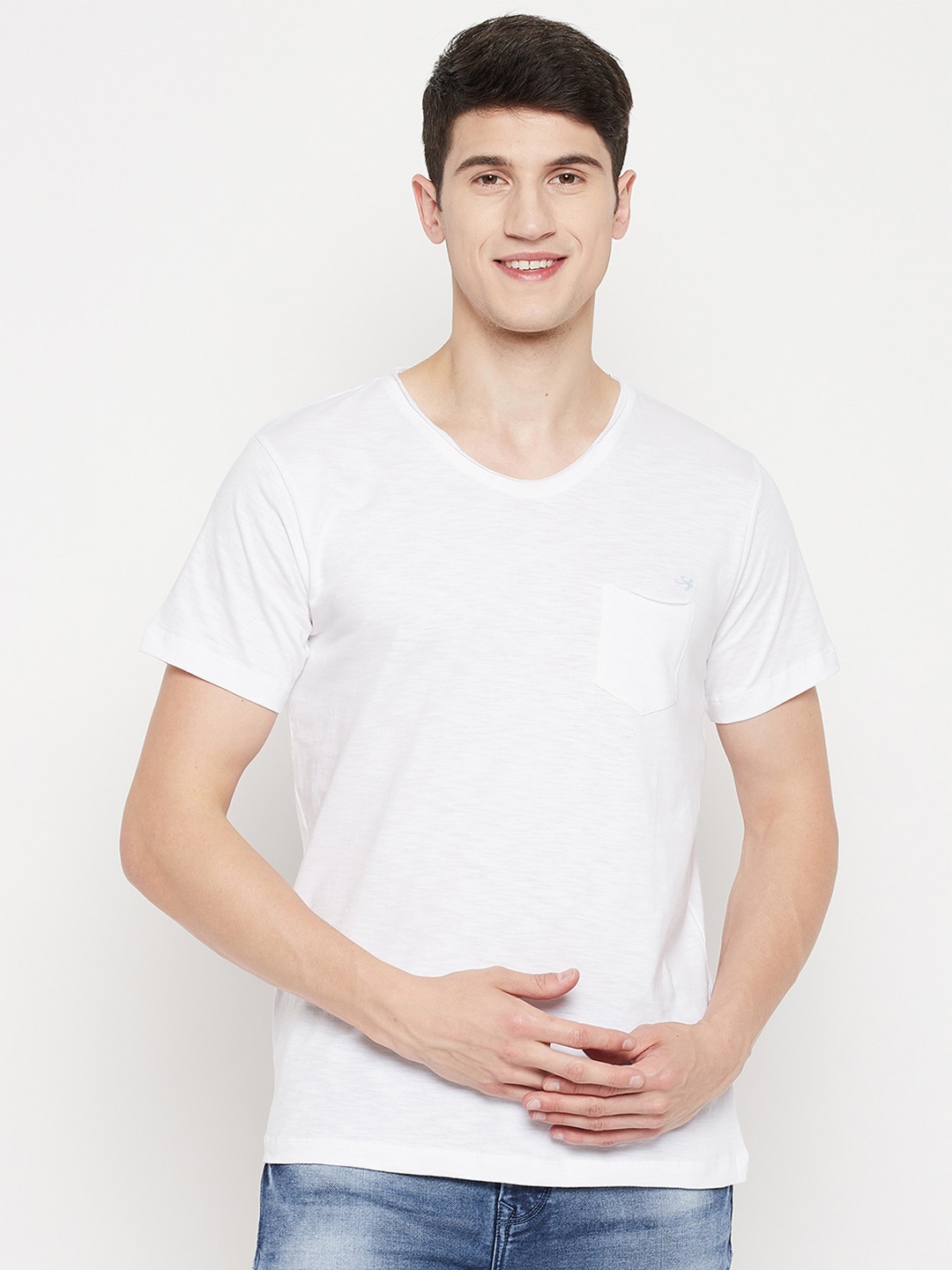 

Duke Men White V-Neck Slim Fit T-shirt