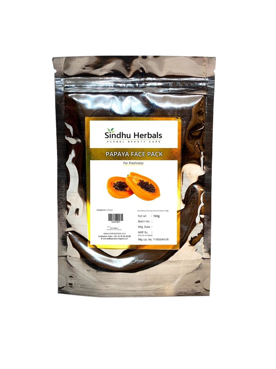 

Sindhu Herbals Papaya Face Pack 100 g, Brown