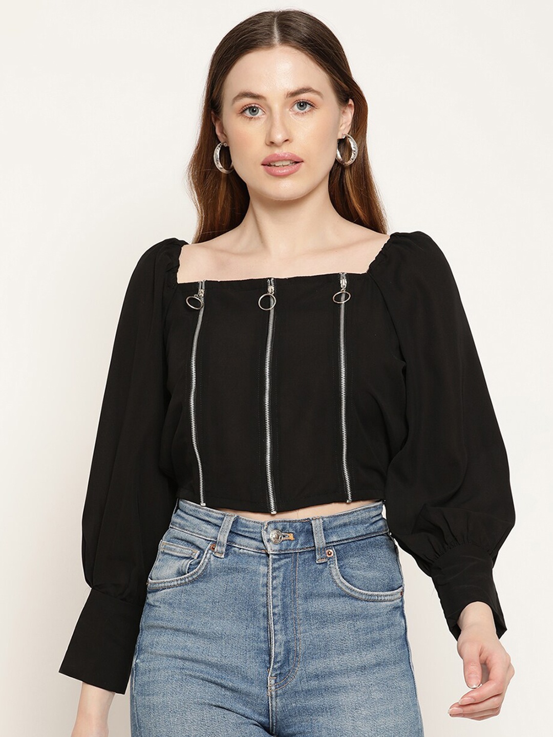 

Miaz Lifestyle Women Black Crop Top
