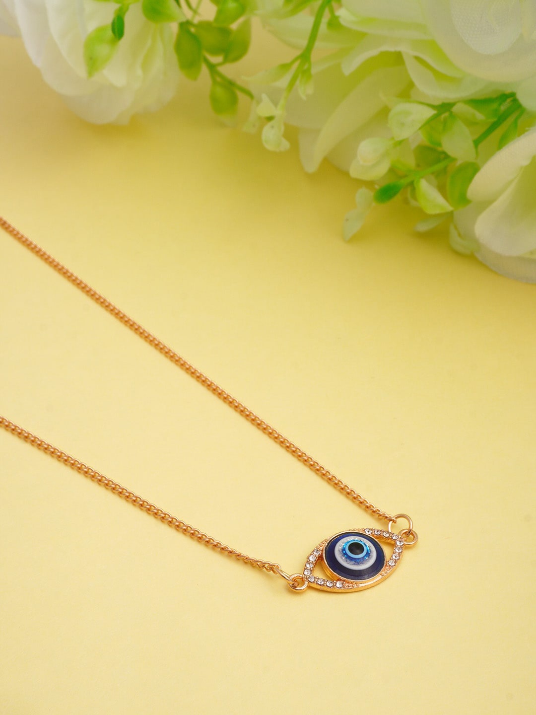 

Ferosh Gold-Plated & Blue CZ-Studded Pendant With Chain