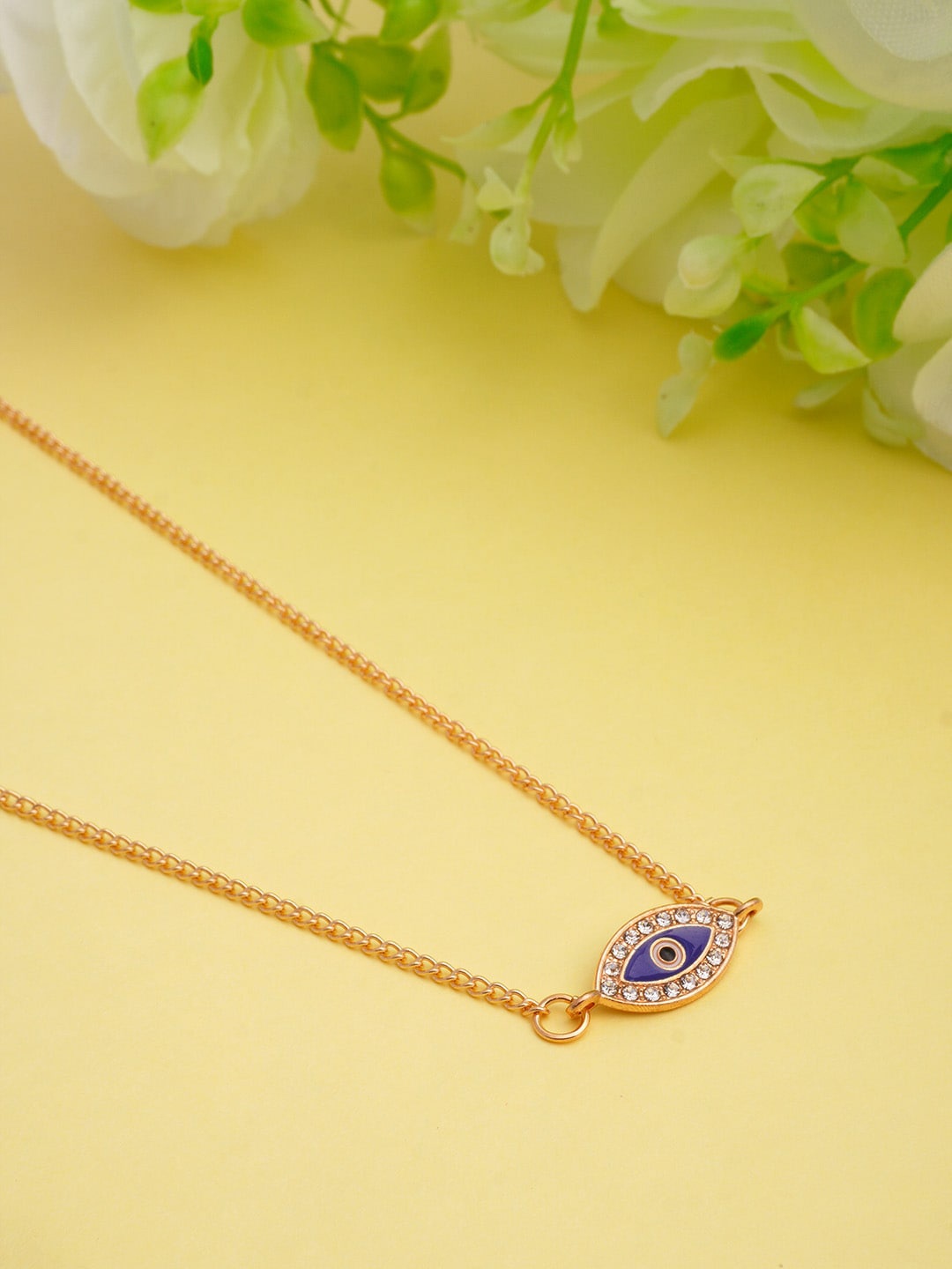 

Ferosh Gold-Toned White Stone-Studded Pendant With Chain