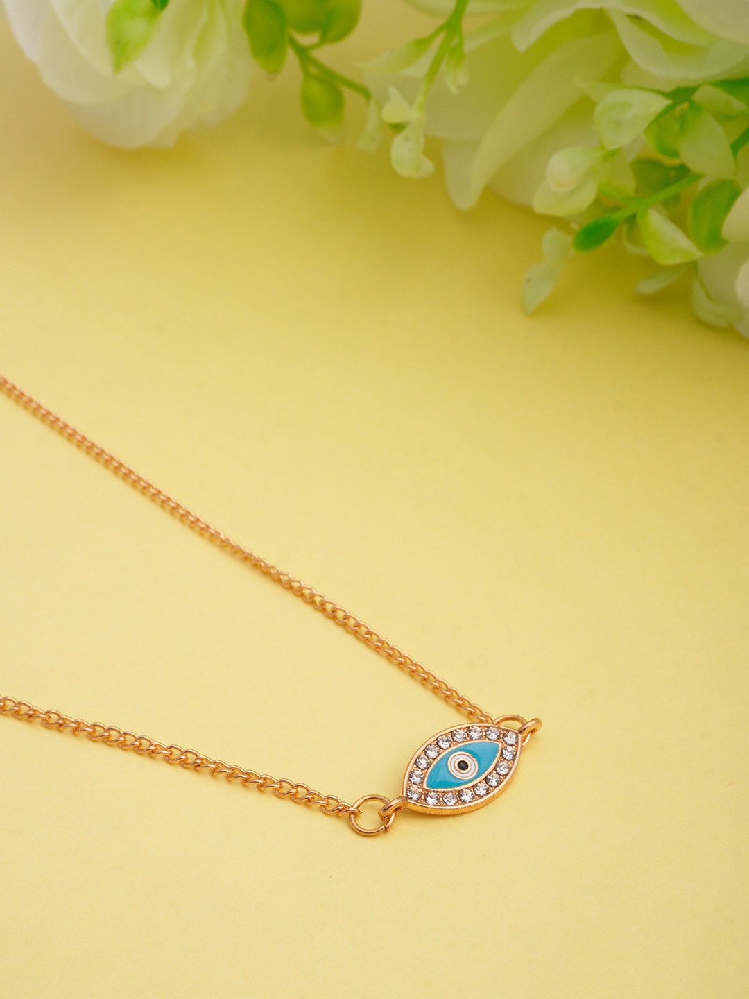 

Ferosh Gold-Toned and Blue Crystal-Studded Evil Eye Pendant