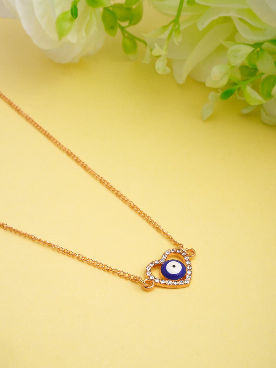 

Ferosh Gold-Toned White Stone-Studded Pendant With Chain