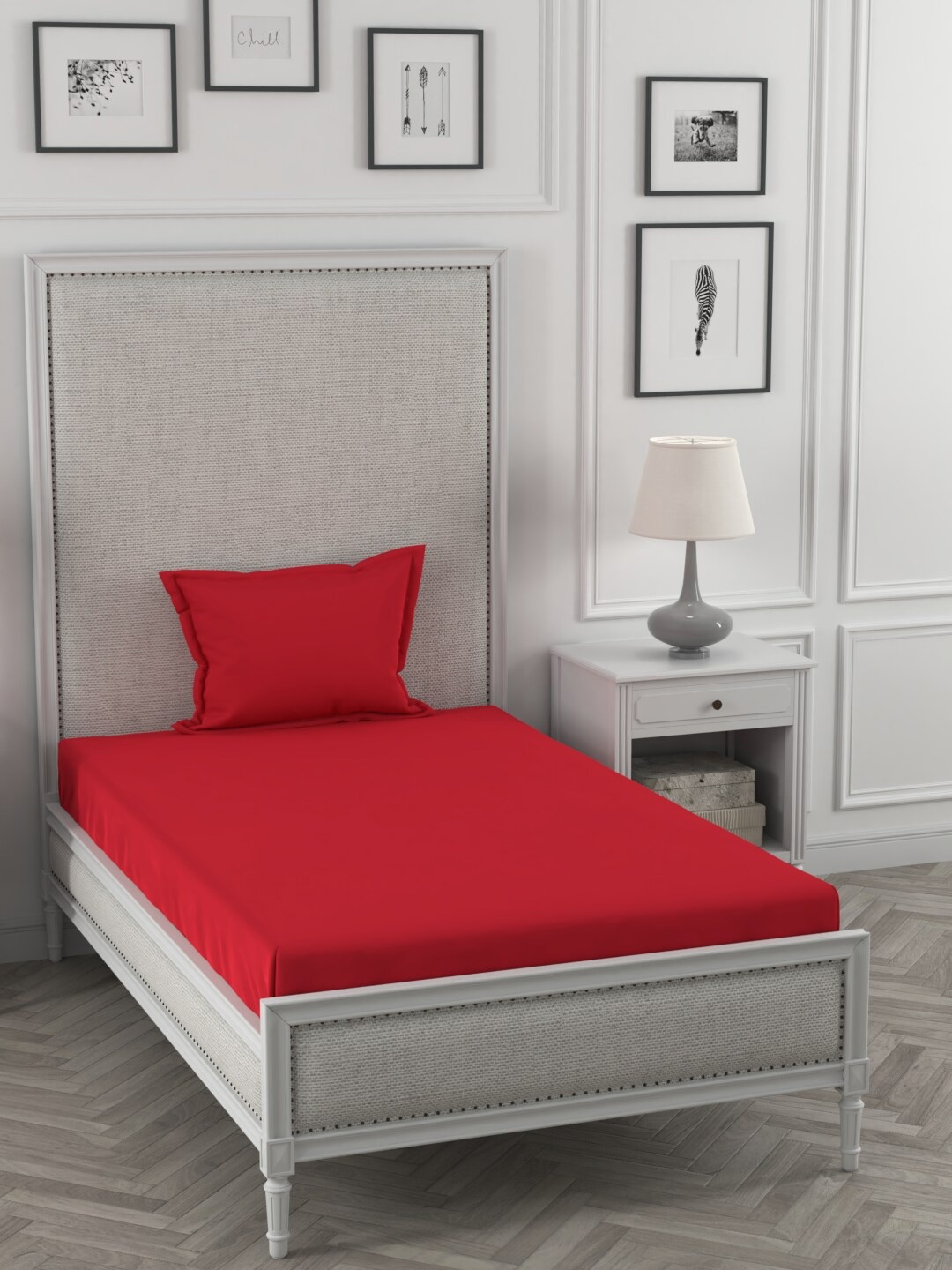 

ROSARA HOME Red 210 TC Cotton Single Bedsheet with 2 Pillow Covers