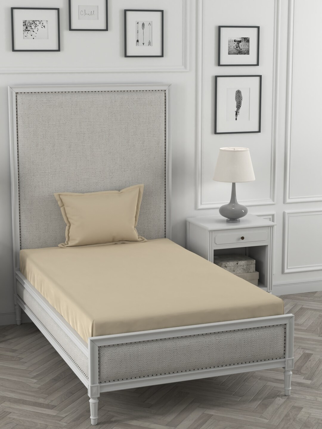 

ROSARA HOME Beige 210 TC Cotton Single Bedsheet with 2 Pillow Covers