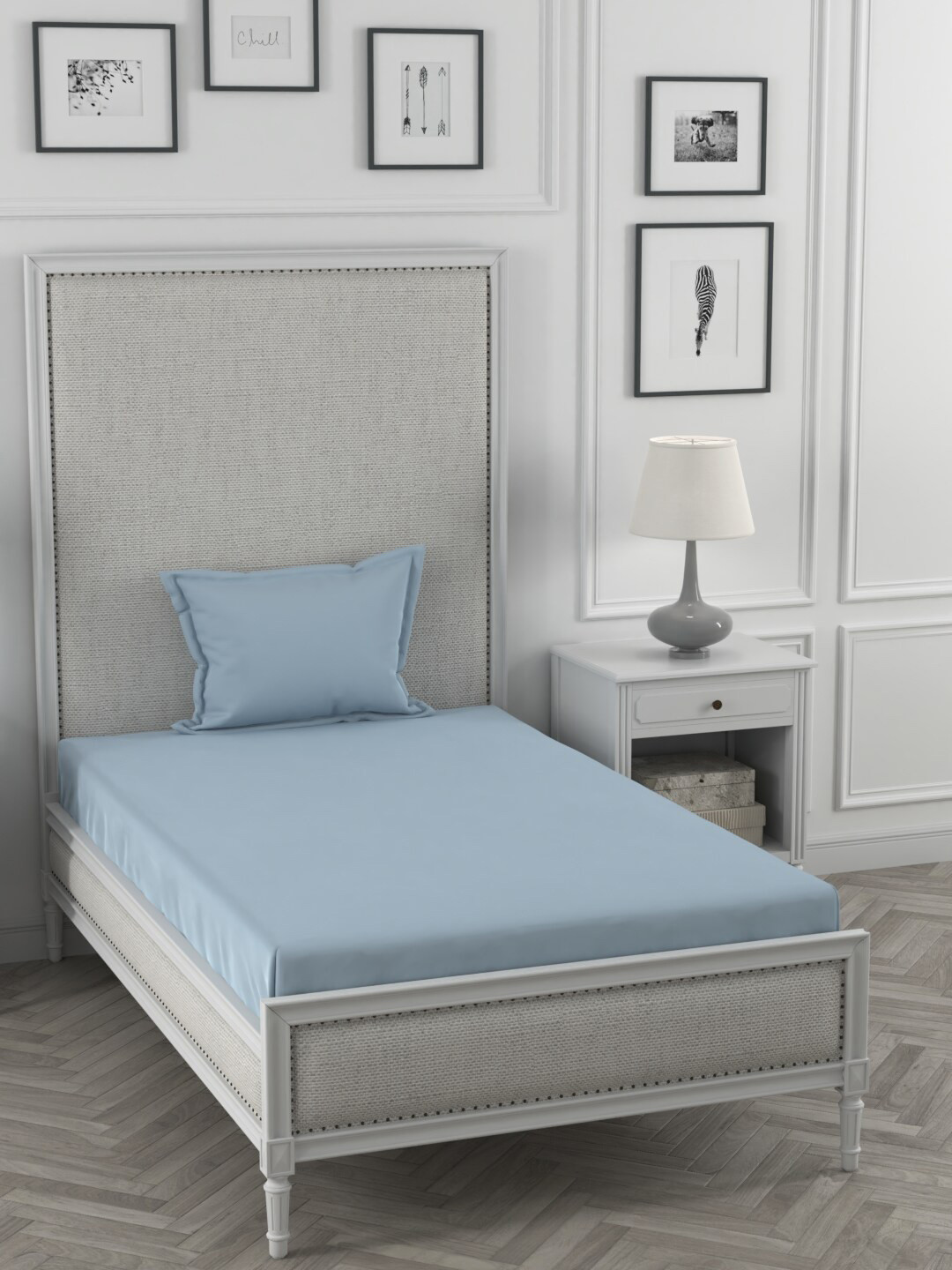 

ROSARA HOME Blue 210 TC Cotton Single Bedsheet with 2 Pillow Covers