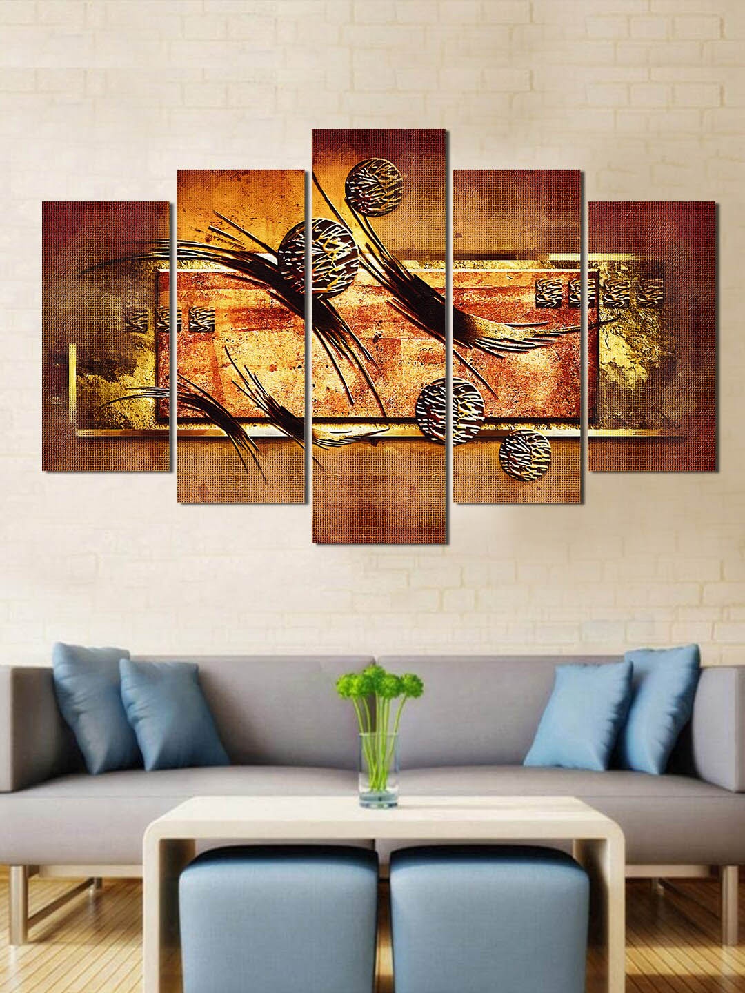 

WENS Set Of 5 Brown Modern Art Printed Laminated Wall Art