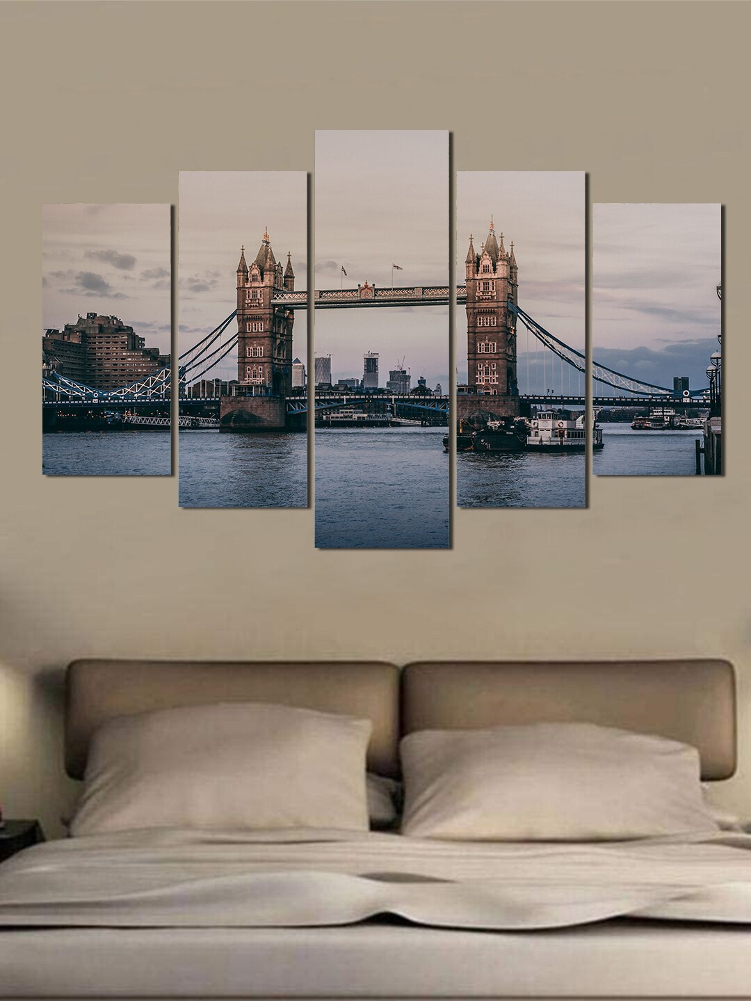 

WENS Set of 5 Blue and Brown Colored London Bridge Laminated Wall Painting