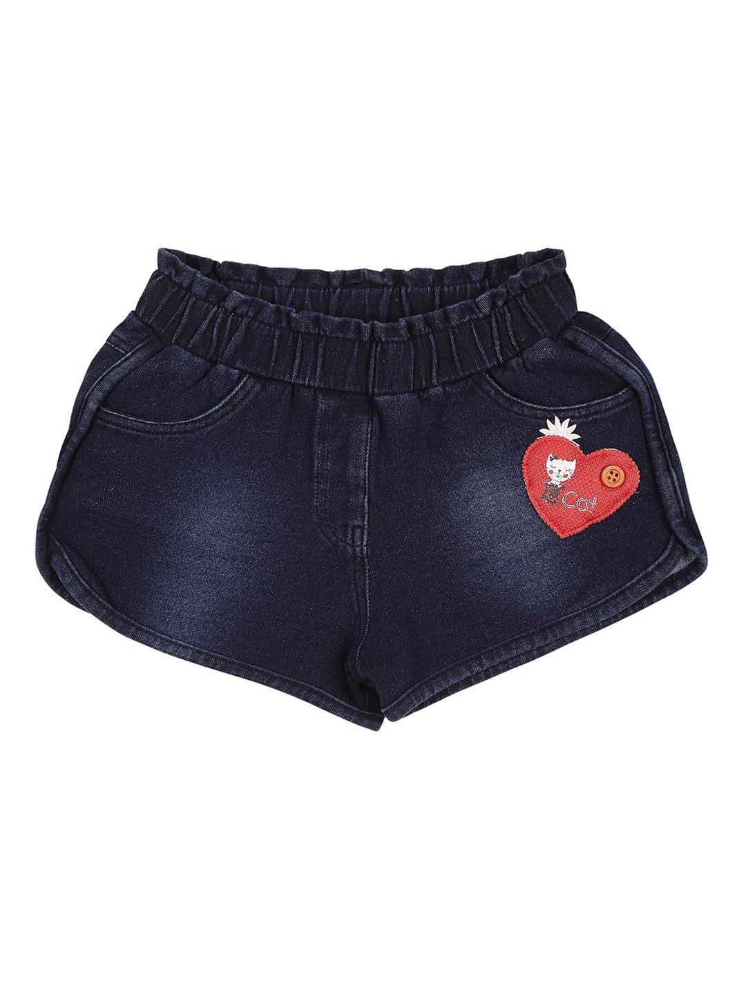 

Actuel Girls Navy Blue Pure Cotton Washed Denim Shorts