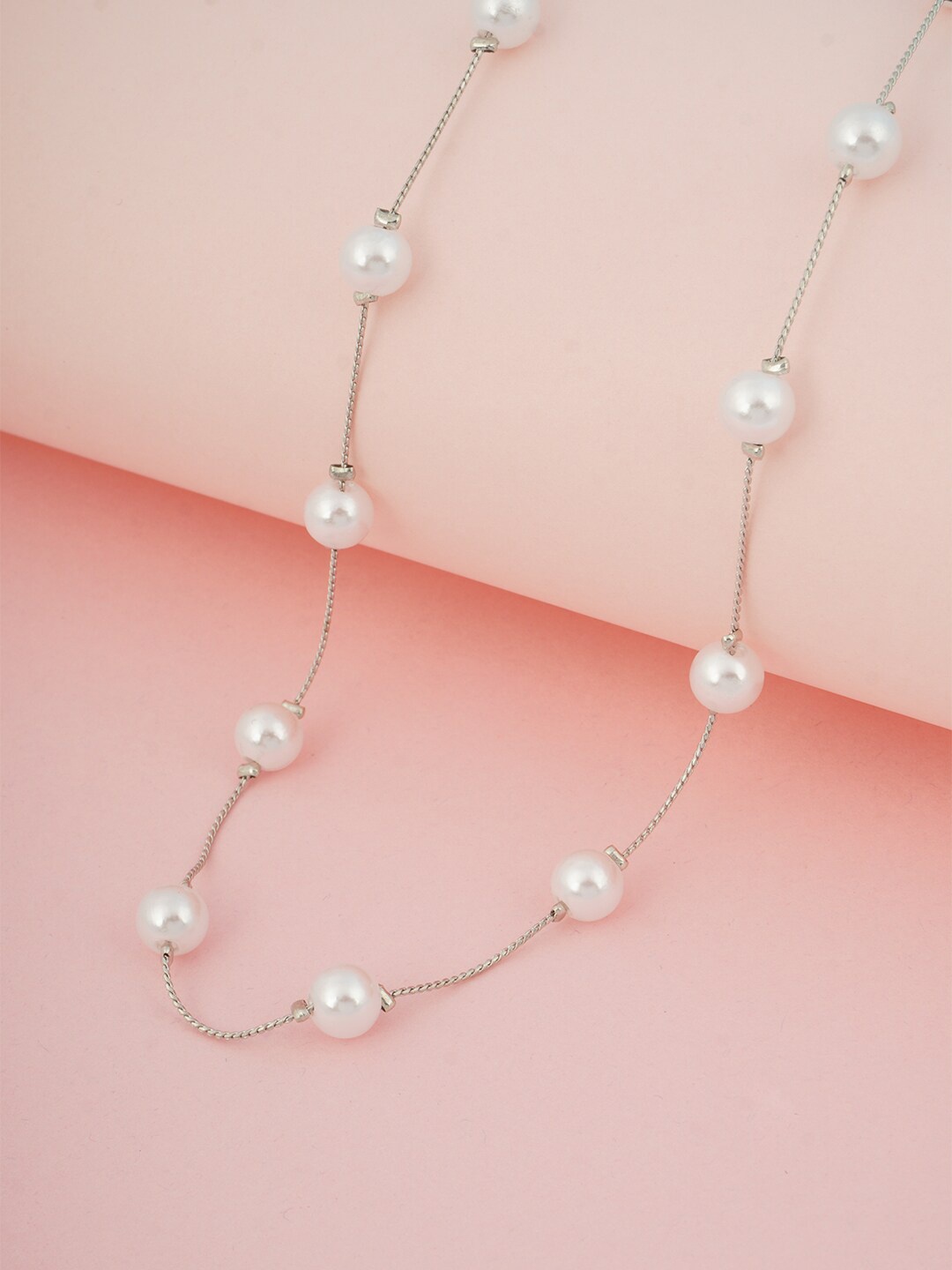 

Ferosh White & Silver-Toned Open Necklace