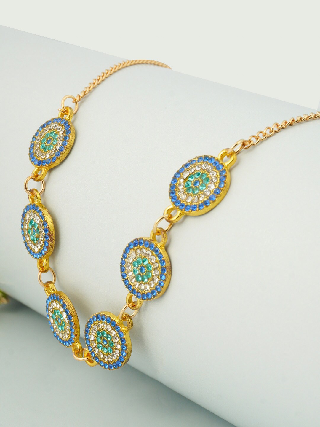 

Ferosh Gold-Toned & Blue Crystal Evil Eye Necklace
