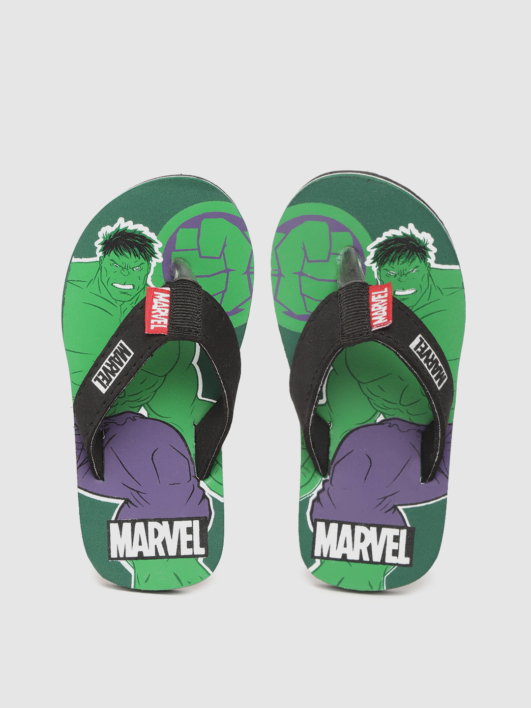 

toothless Boys Green & Black Marvel Avengers Printed Rubber Thong Flip-Flops
