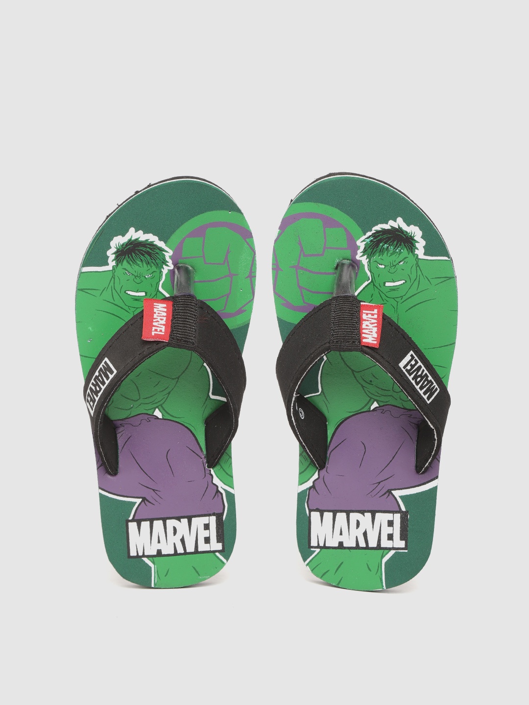 

toothless Boys Green & Black Printed Rubber Marvel Avengers Thong Flip-Flops