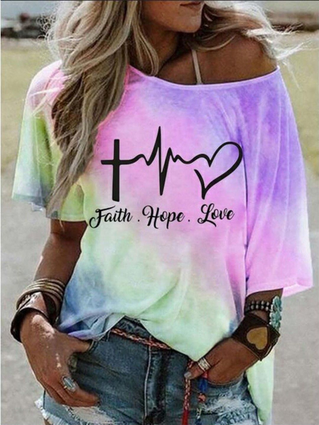 

La Aimee Women Purple Printed Loose T-shirt