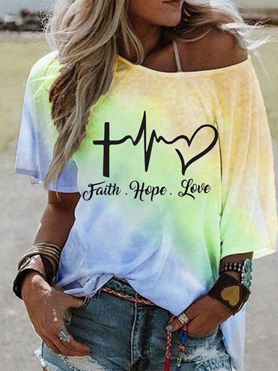 

La Aimee Women Yellow Printed Loose T-shirt