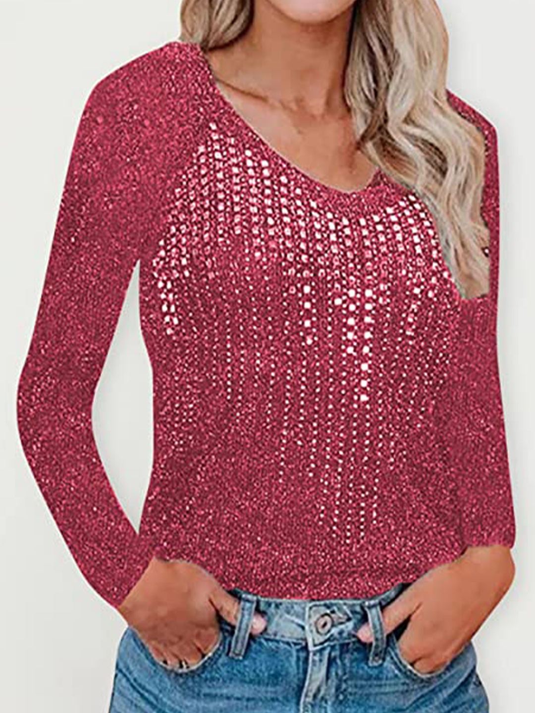 

La Aimee Women Red Striped T-shirt